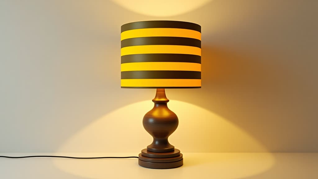  a yellow and black striped lamp