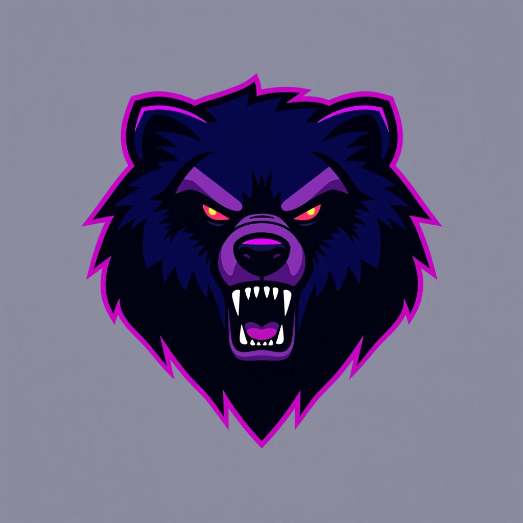  design a logo, esports logo, angry bear, black and purple color