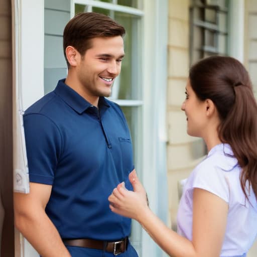 Salesman selling door to door hvac services