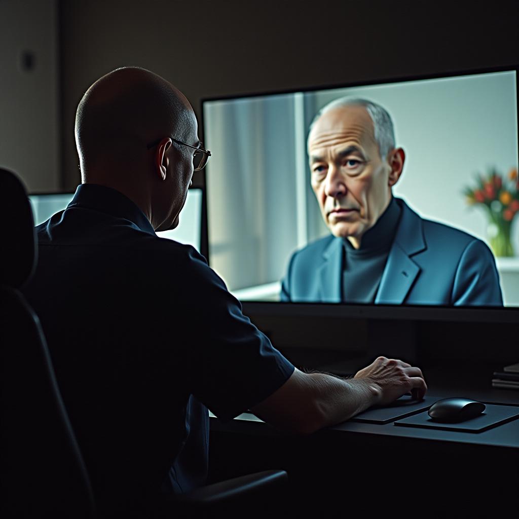  elon musk sitting in front of a computer monitor. the screen shows picasso ia