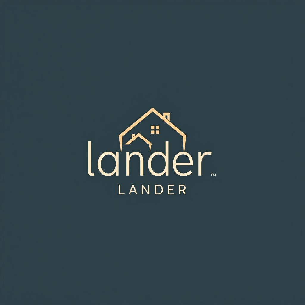  logo, minimal line logo in the theme of real estate, with the text ‘lander’