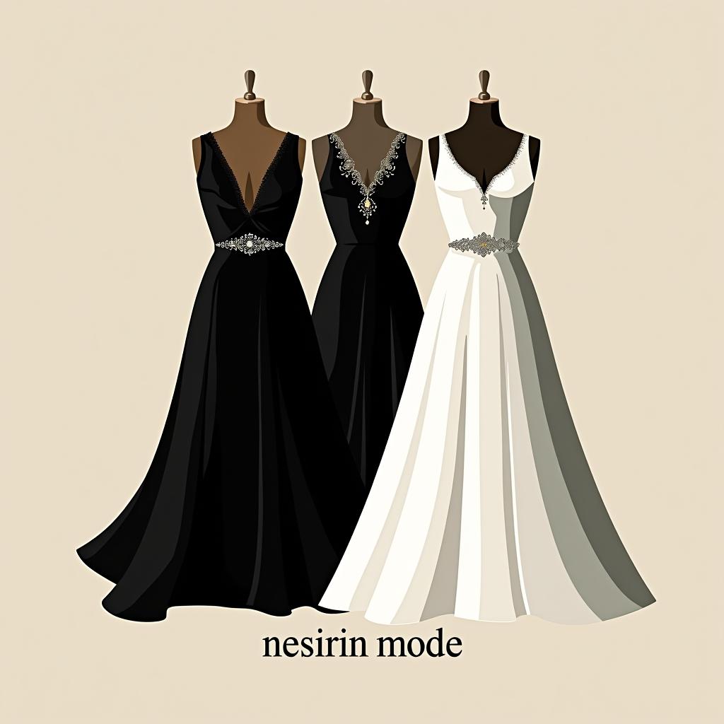  design a logo, n m logo nesrin mode mit kleidern schwarz weiß elegant dubai auffällig , with the text 'nesrin mode '.