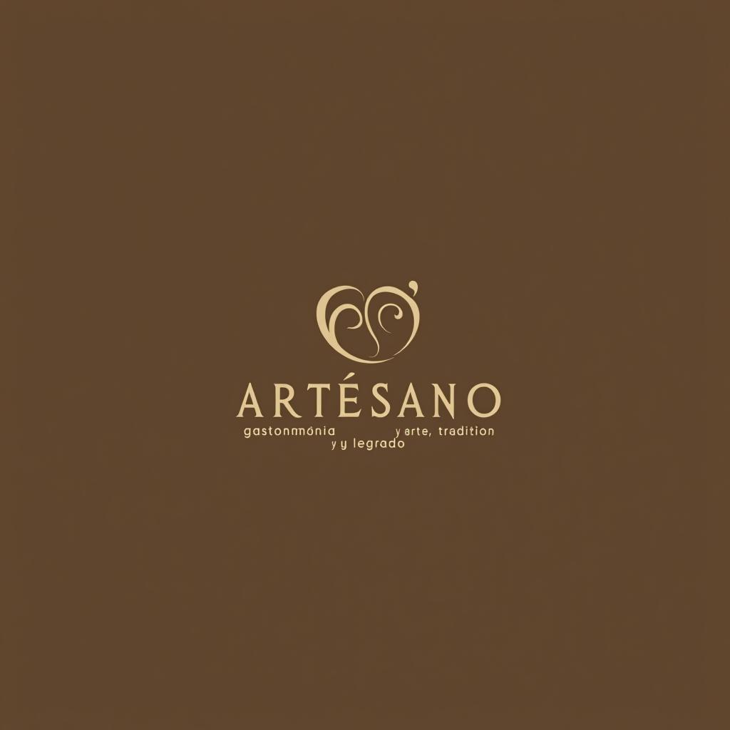  design a logo, in a abstract style. marca “artesano” colores claros tonos cafés minimalista, simple y elegante, with the text 'gastronomía, arte, tradición y legado'.