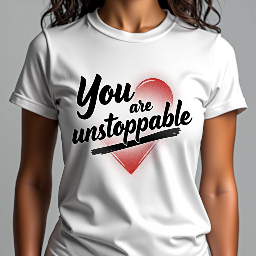  design a logo, amazing letters , that it say you are unstoppable for a women white tshirt , it hast to be for a woman style , with the text 'you are unstoppable '.