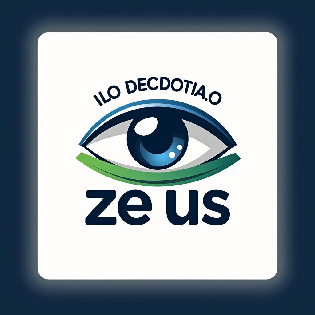  design a logo, un ojo simulando un estadio deportivo , with the text 'ze us'.