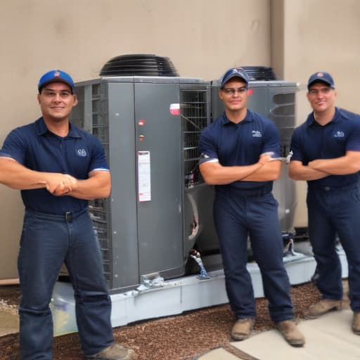 team of ten hvac technicians on a project