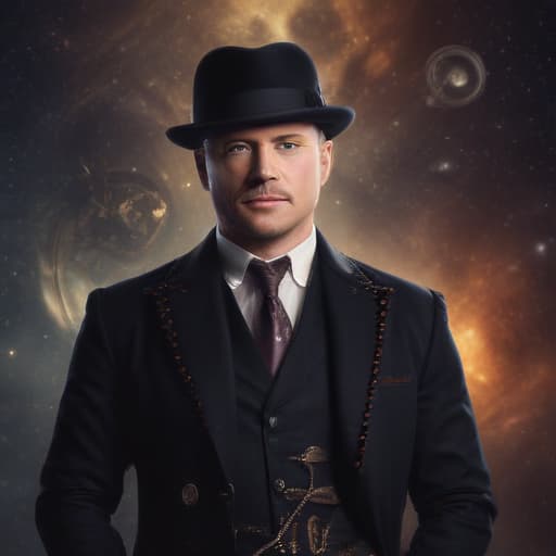 Reymond reddington in Steampunk style with Space background