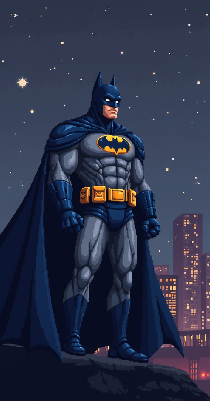  pixel art batman . low res, blocky, pixel art style, 8 bit graphics