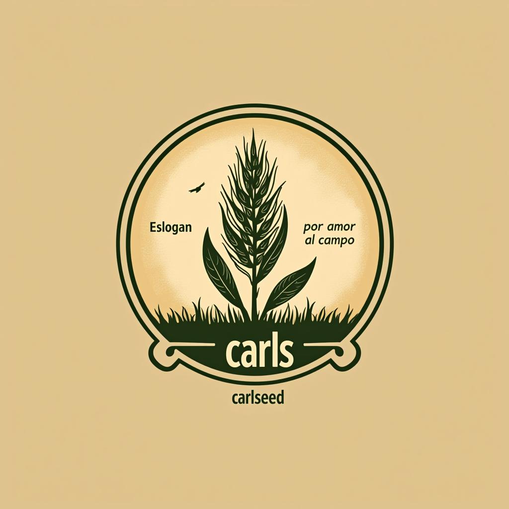  design a logo, in a minimalism style. logotipo de nombre “carlseed” con una planta de maíz. con eslogan “ por amor al campo”, with the text 'carlseed'.