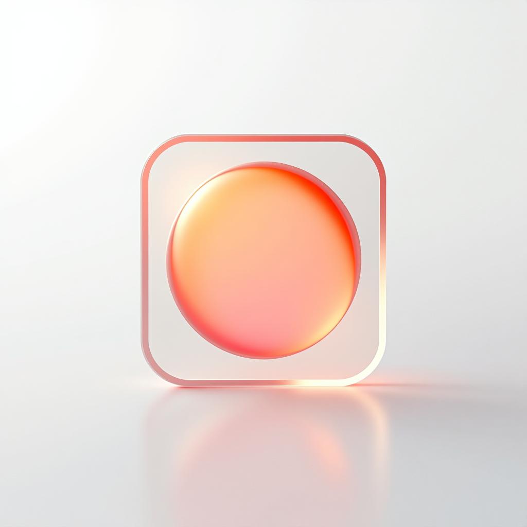  [on instagram] icon, peach gradient, white background, frosted glass, transparent sense of science and technology, ultra minimalist appearance, bright color, studio lighting, peach and white background, industrial design, a wealth of details, ultra high definition, dribble, pinterest, ray tracing, isometric view, blender, c4d, oc renderer seed 3062166470 v 6.0 style raw