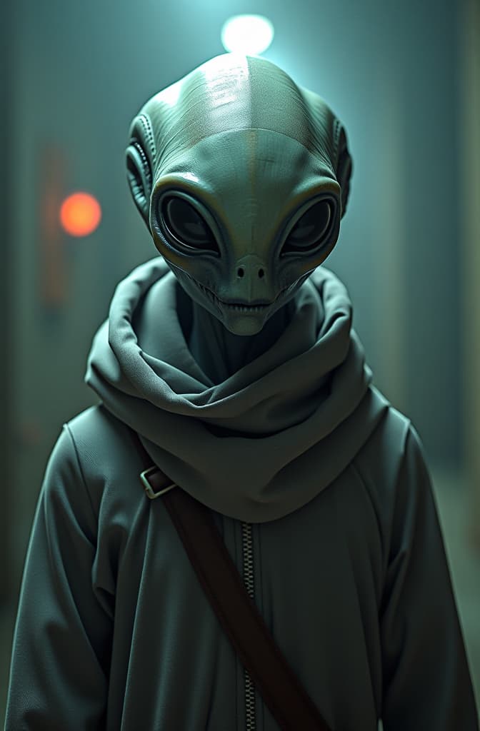  alien from area 51 hyperrealistic, full body, detailed clothing, highly detailed, cinematic lighting, stunningly beautiful, intricate, sharp focus, f/1. 8, 85mm, (centered image composition), (professionally color graded), ((bright soft diffused light)), volumetric fog, trending on instagram, trending on tumblr, HDR 4K, 8K