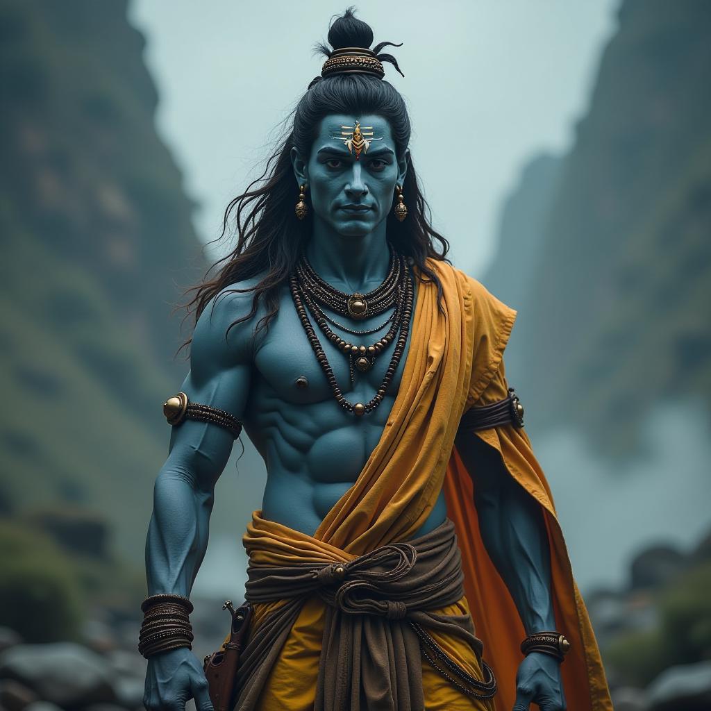  the avatars of shiva hyperrealistic, full body, detailed clothing, highly detailed, cinematic lighting, stunningly beautiful, intricate, sharp focus, f/1. 8, 85mm, (centered image composition), (professionally color graded), ((bright soft diffused light)), volumetric fog, trending on instagram, trending on tumblr, HDR 4K, 8K