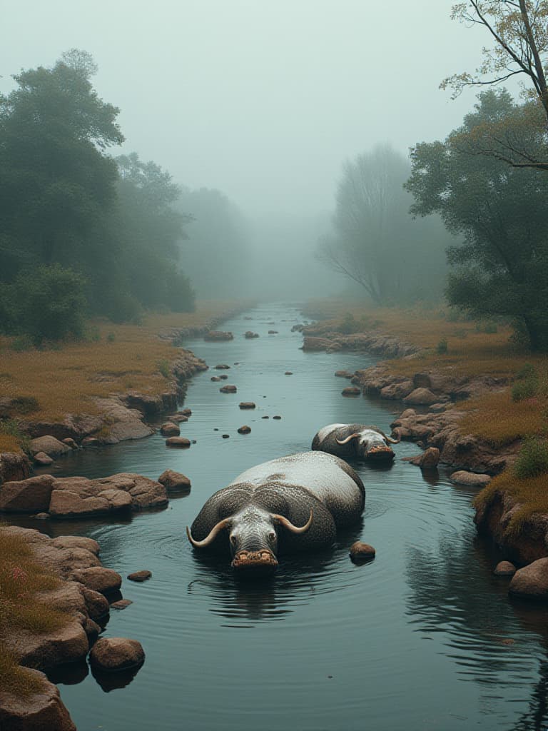  the gruesome rivers gradually recover, and the animals drink by the river