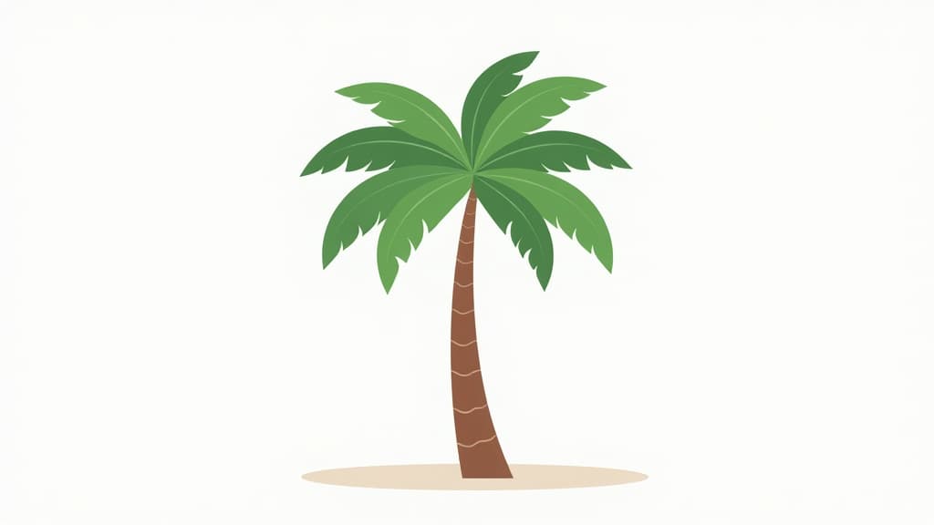  flat illustration, flaticon, (illustration:1.15), palm tree icon isolated on white background ar 16:9, [cory loftis, strobist, pascal campion :: 0.2]