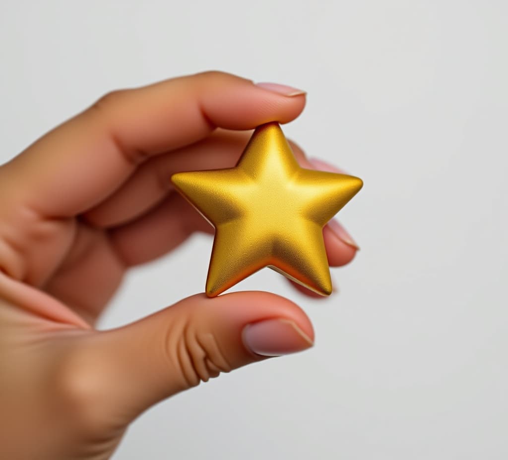  a hand holding a gold customer satisfaction review star