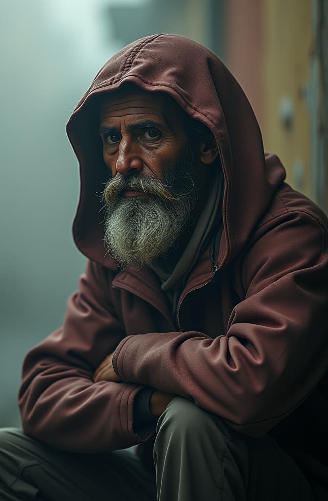  homeless with announce "psoe de trazo" hyperrealistic, full body, detailed clothing, highly detailed, cinematic lighting, stunningly beautiful, intricate, sharp focus, f/1. 8, 85mm, (centered image composition), (professionally color graded), ((bright soft diffused light)), volumetric fog, trending on instagram, trending on tumblr, HDR 4K, 8K