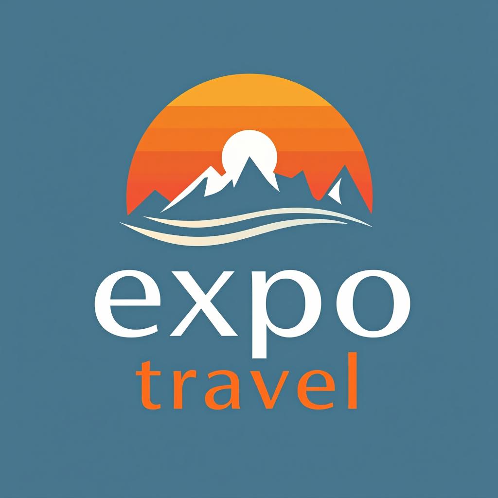  modern style logo for the company with the name expo travel.