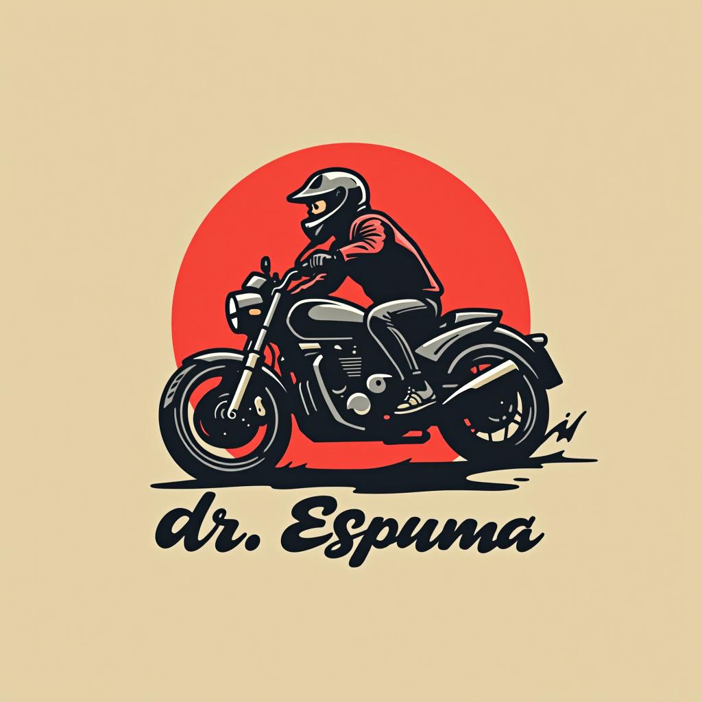  design a logo, lava jato com uma moto em fundo redondo e escrito estética dr. espuma, with the text 'estética dr. espuma '.