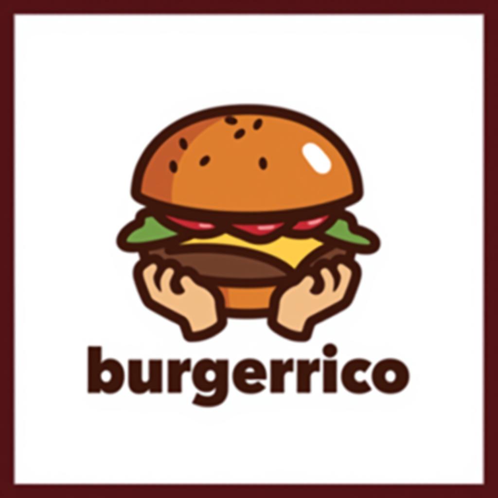  design a logo, una hamburguesa con una hamburguesa en la mano de la hamburguesa , with the text 'burgerrico'.