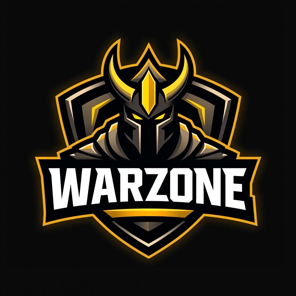  design a logo, esports logo, warrior theme, with text ‘warzone’, black and yellow color