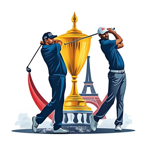  le logo doit s’impose réaliser le match entre l’équipe de bordeaux et l’équipe de paris sur la symbolique du golf. la compétition est une ryder cup entre deux équipes. donc on doit sentir une impression de sportivité de noblesse. on doit y retrouver les caractéristiques qui font la ville de bordeaux, à savoir le terroir, le vin, la gascogne. et pour paris, la tour eiffel, ou ces armoiries, ou tout simplement la ville en elle même. les couleurs à utiliser sont le noir, le rouge le blanc et le bleu et le jaune. il ne doit y avoir aucun dégradé ni effet sur les couleurs. les couleurs doivent pleines. le format final doit être en .png avec un fond vide derrière le logo. le logo est destiné à être brodé sur des t shirts o hyperrealistic, full body, detailed clothing, highly detailed, cinematic lighting, stunningly beautiful, intricate, sharp focus, f/1. 8, 85mm, (centered image composition), (professionally color graded), ((bright soft diffused light)), volumetric fog, trending on instagram, trending on tumblr, HDR 4K, 8K