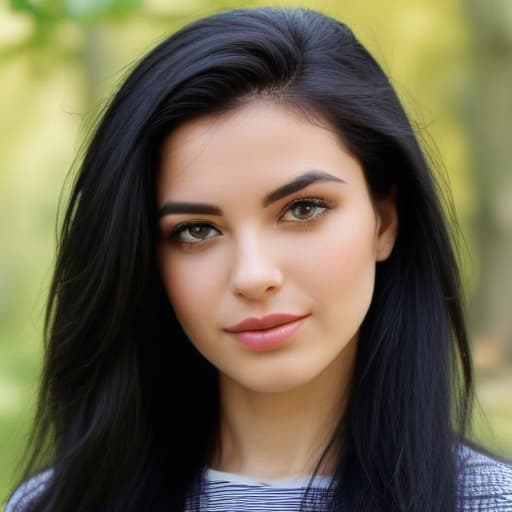 A of , straight black hair, of Ukrainian origin, with big s.. In a park