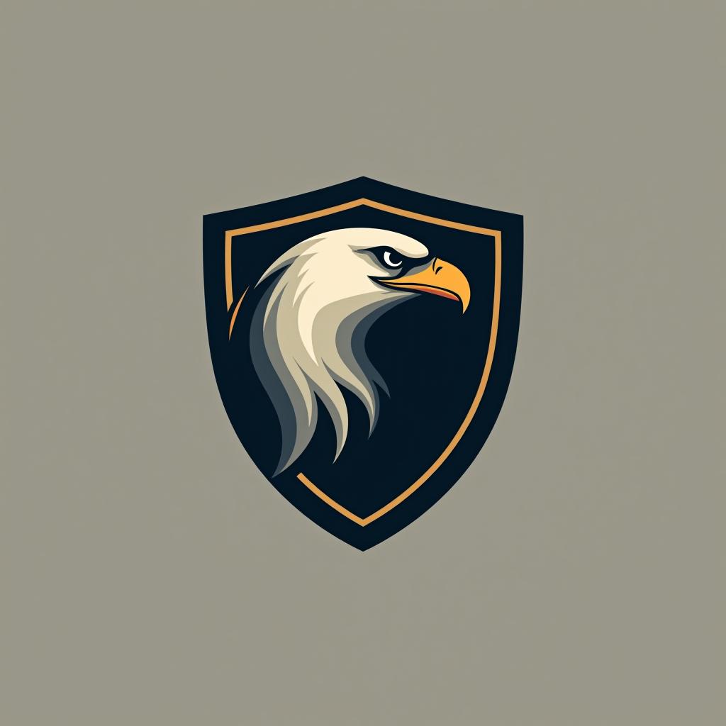  design a logo, create an emblem logo using an eagle’s eye and a shield, emphasizing the company’s focus on vigilance and protection.