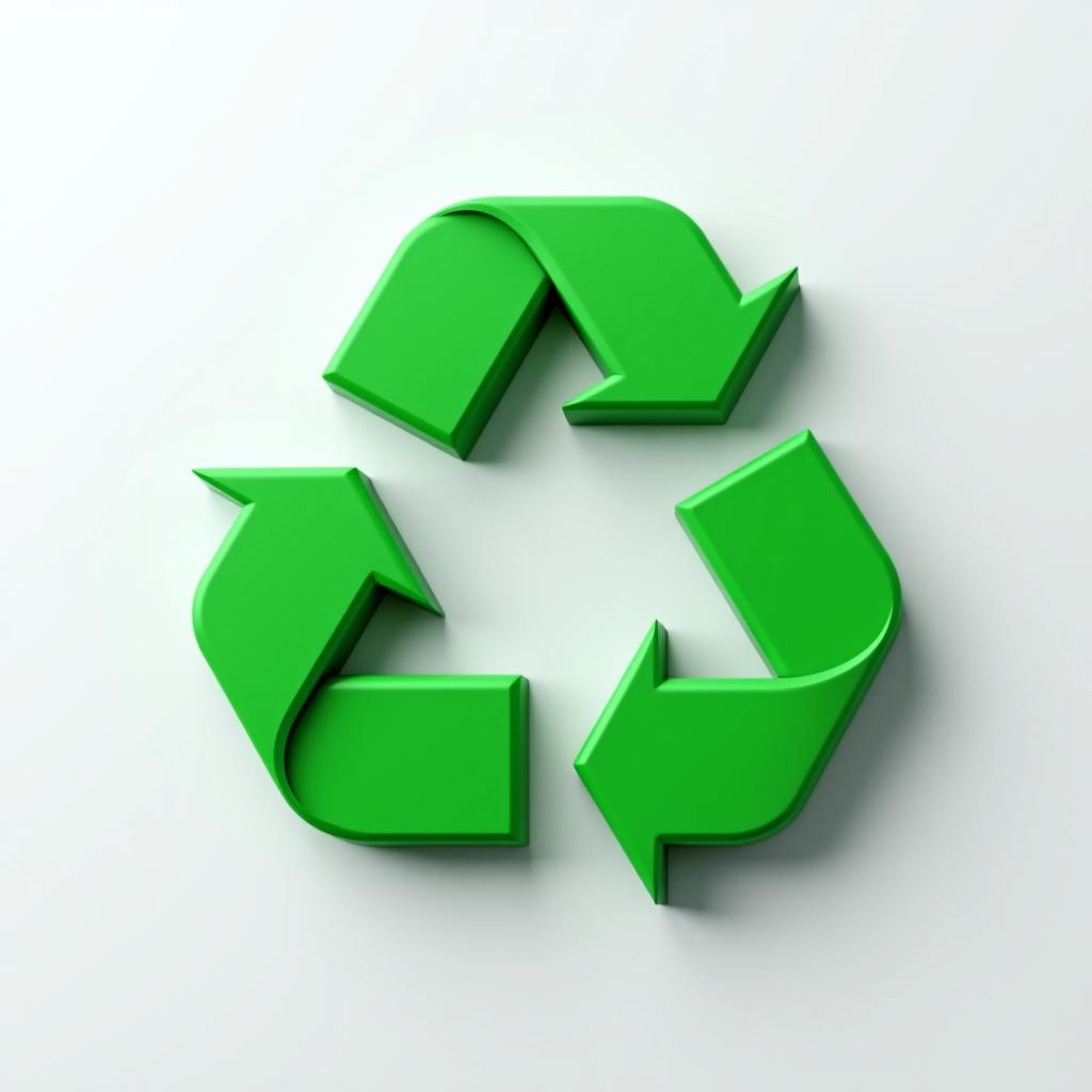  3d green recycling symbol on a white background