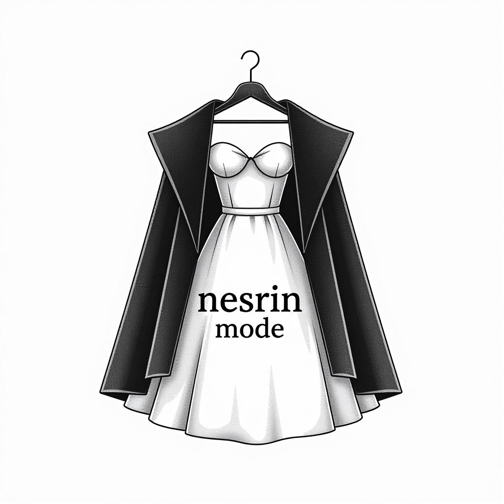  design a logo, in a pencil style. n m logo nesrin mode mit kleidern schwarz weiß elegant , with the text 'nesrin mode '.