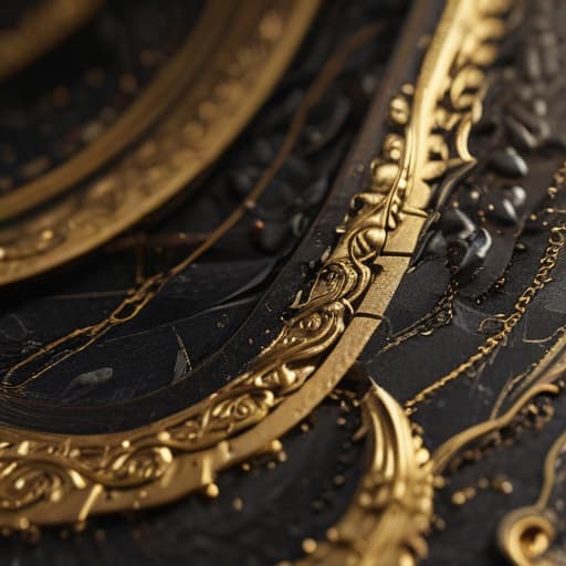 A gold pattern with black marble accents hyperrealistic, full body, detailed clothing, highly detailed, cinematic lighting, stunningly beautiful, intricate, sharp focus, f/1. 8, 85mm, (centered image composition), (professionally color graded), ((bright soft diffused light)), volumetric fog, trending on instagram, trending on tumblr, HDR 4K, 8K