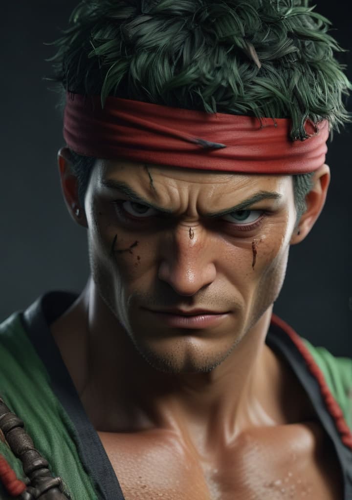 Zoro the demon h3l highly detailed,studio lighting,professional,vivid colors, cinematic lighting, HDR, UHD, 4K, 8k, 64K