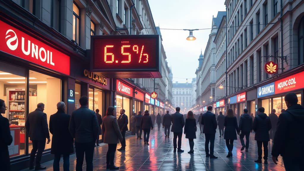  prompt: create an ultra realistic image of a bustling cityscape in wiesbaden, germany, showcasing a dynamic and vibrant heating oil market. the scene should feature a central focus on a large digital display showing the current heating oil prices in bold, updated in real time. surrounding the display, include diverse groups of people engaged in discussions and transactions related to heating oil procurement. incorporate prominent brands of heating oil companies in the background, with their logo