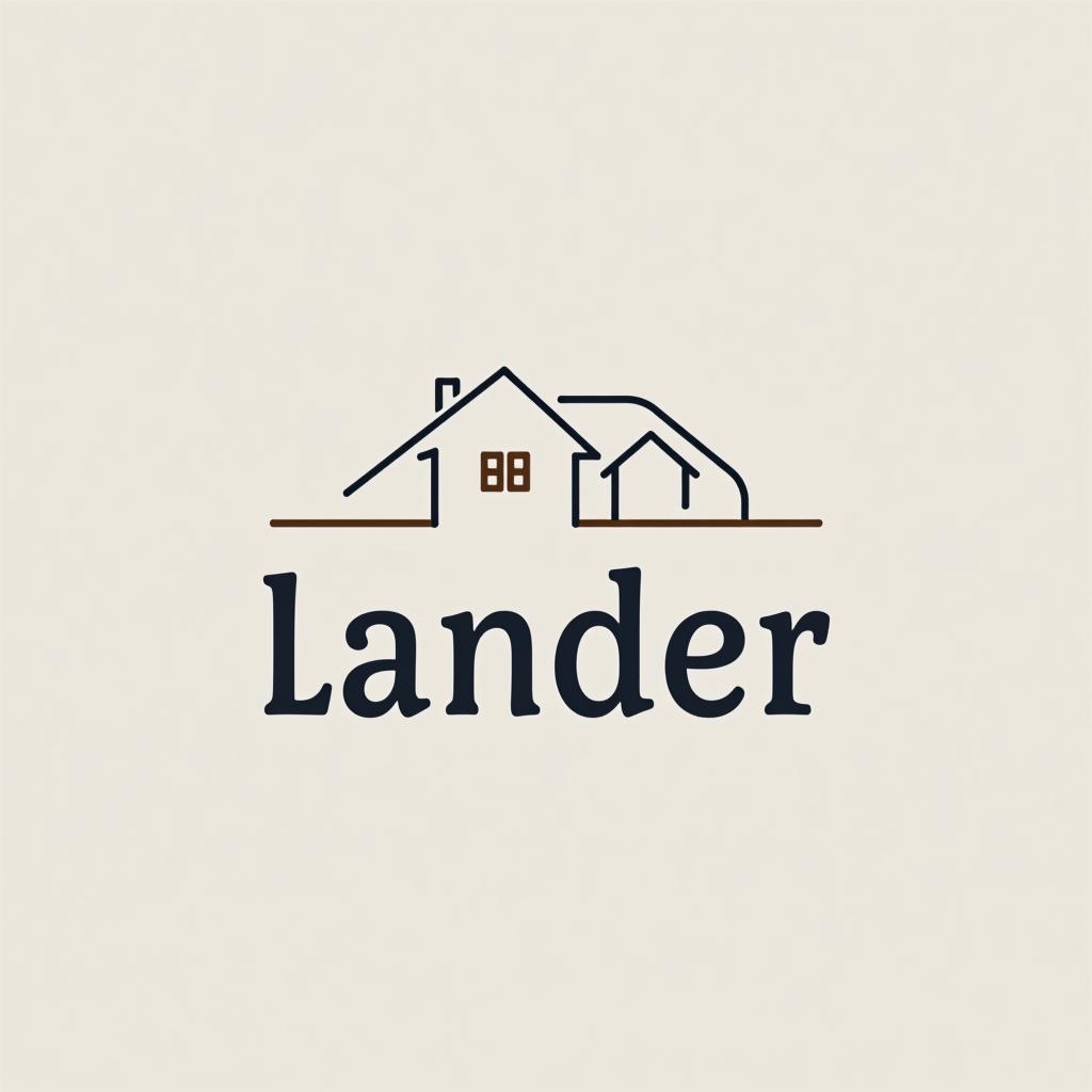  design a logo, minimal line logo in the theme of real estate, with the text ‘lander’