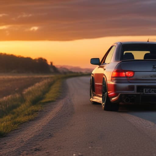 Carro Mitsubishi Lancer Evo 6 en un atardecer