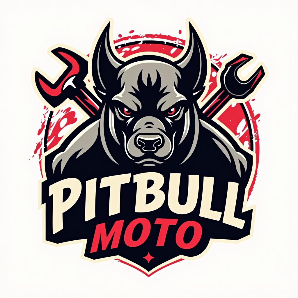  design a logo, logo garage moto avec pitbull et outils