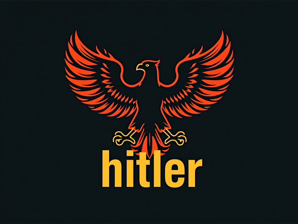  design a logo, in a threedrender style. logo de nombre “hitler” con aguila alemana envuelto en fuego y base de logo “herbicida”, with the text 'hitler'.