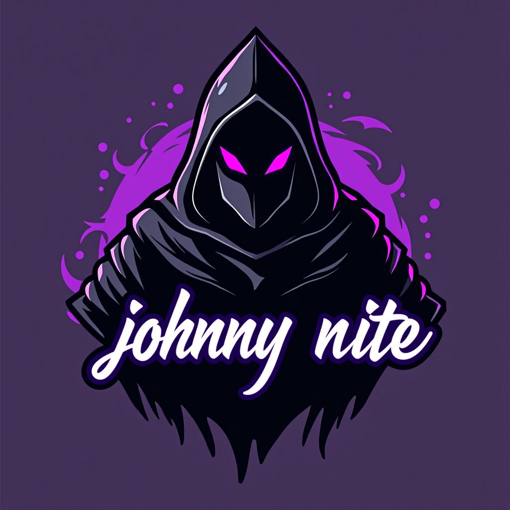  design a logo, knight graffiti style black and purple , with the text 'johnny nite'.