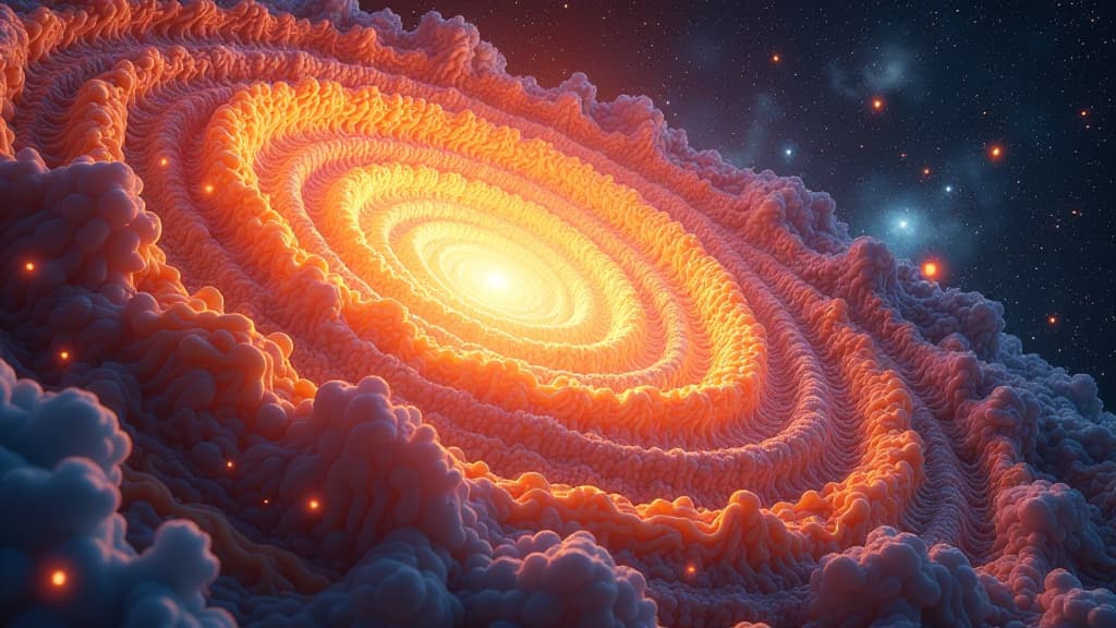  prompt: create an ultra detailed and hyper realistic image depicting the mysterious interior of a neutron star, showcasing exotic "nuclear pasta" formations stabilized by protons. the scene should feature intricate sheets and threads of nuclear pasta resembling vibrant and colorful pasta shapes, with a dramatic light filled composition to emphasize the extreme conditions of the neutron star. incorporate microscopic sharpness to highlight the detailed structures, ensuring anatomical accuracy in t