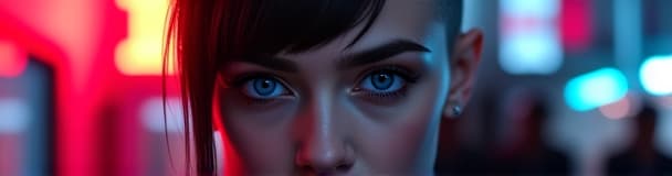  ultra realistic close up portrait ((beautiful pale cyberpunk female with heavy black eyeliner)), blue eyes, shaved side haircut, hyper detail, cinematic lighting, magic neon, dark red city, canon eos r3, nikon, f/1.4, iso 200, 1/160s, 8k, raw, unedited, symmetrical balance, in frame, 8k hyperrealistic, full body, detailed clothing, highly detailed, cinematic lighting, stunningly beautiful, intricate, sharp focus, f/1. 8, 85mm, (centered image composition), (professionally color graded), ((bright soft diffused light)), volumetric fog, trending on instagram, trending on tumblr, HDR 4K, 8K