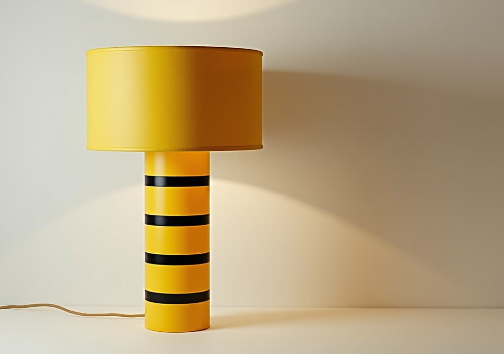  a yellow and black striped lamp