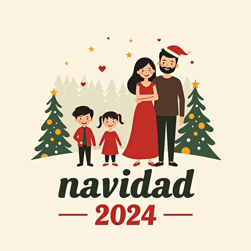  design a logo, christmas family , with the text 'navidad 2024'.