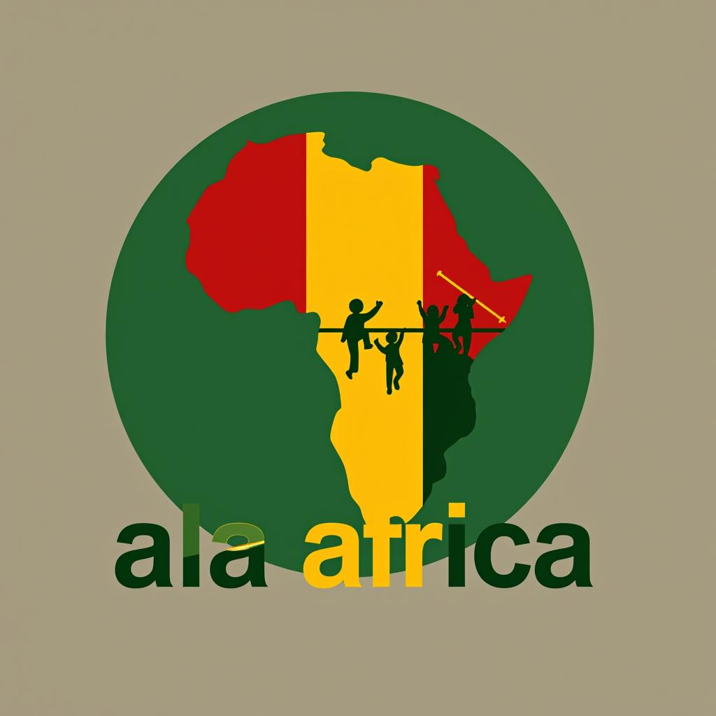  design a logo, créez un logo emblème utilisant la carte d’afrique et la rdc et travail , l'entreprise multi service ., with the text 'ala africa'.