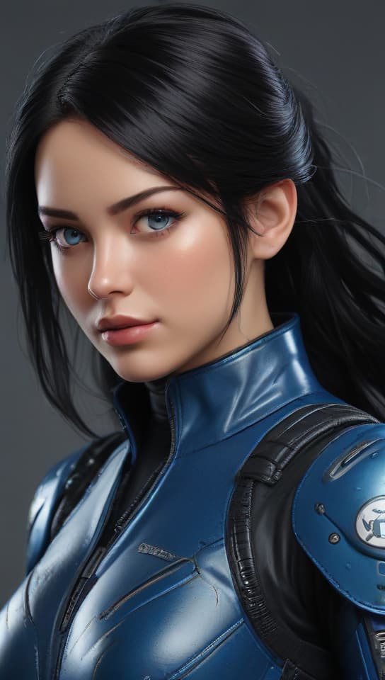 long black hair, large , blue eyes. anese. skintight pilot suit, trending on art station, (detailed face), ((upper body)), (front view),(masterpiece:1.4),(photorealistic:1.4),(high resolution),(exquisitely detailed),(beautiful detailed light),(ultra_color),(perfect anatomy),best quality,ultra high definition,(cinematic light),<lora:ClothingAdjuster3:-0.5>