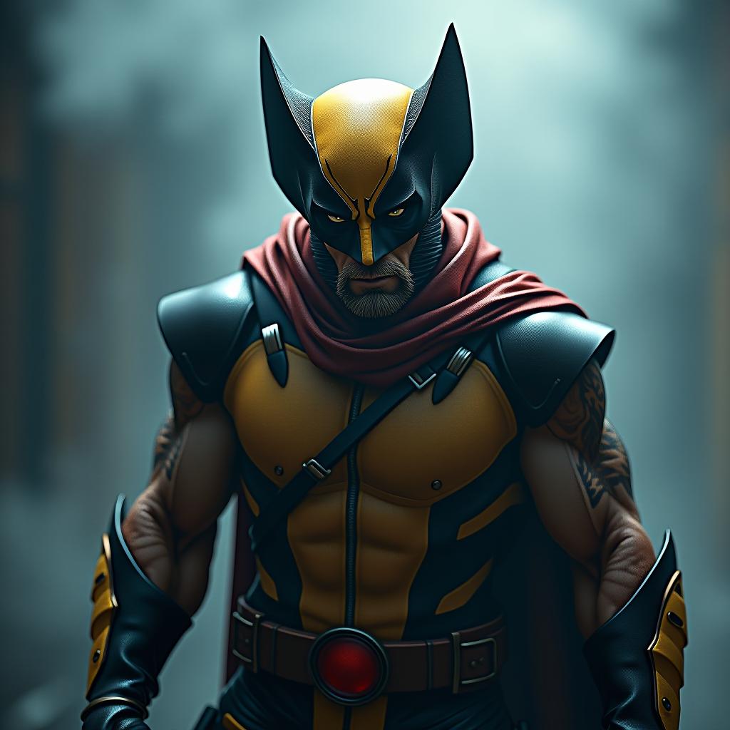  wolverine hyperrealistic, full body, detailed clothing, highly detailed, cinematic lighting, stunningly beautiful, intricate, sharp focus, f/1. 8, 85mm, (centered image composition), (professionally color graded), ((bright soft diffused light)), volumetric fog, trending on instagram, trending on tumblr, HDR 4K, 8K