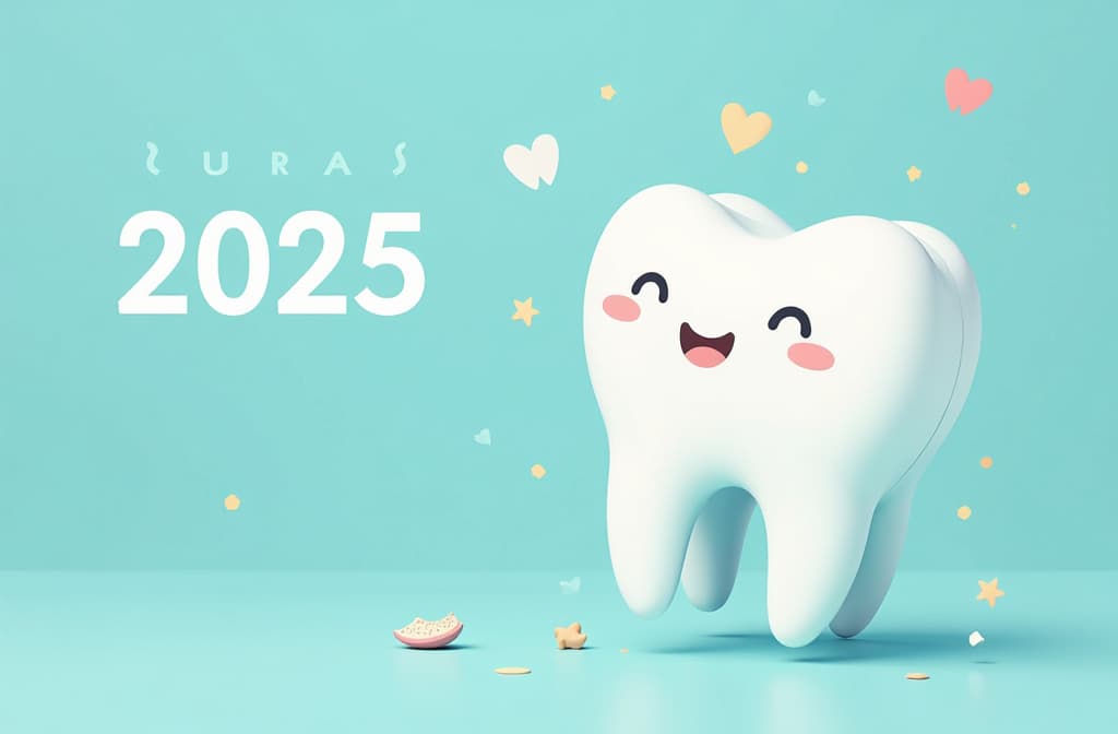  banner 2025 for children's dental clinic, tooth emblem, fashionable, interesting, bright, {prompt}, maximum details