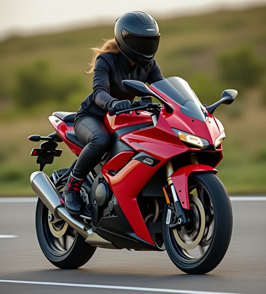  female, riding sportbike