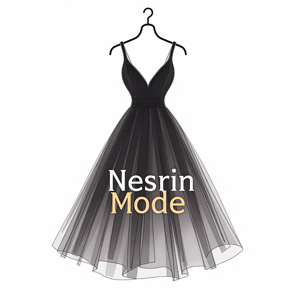  design a logo, in a pencil style. n m logo nesrin mode mit kleidern , with the text 'nesrin mode '.