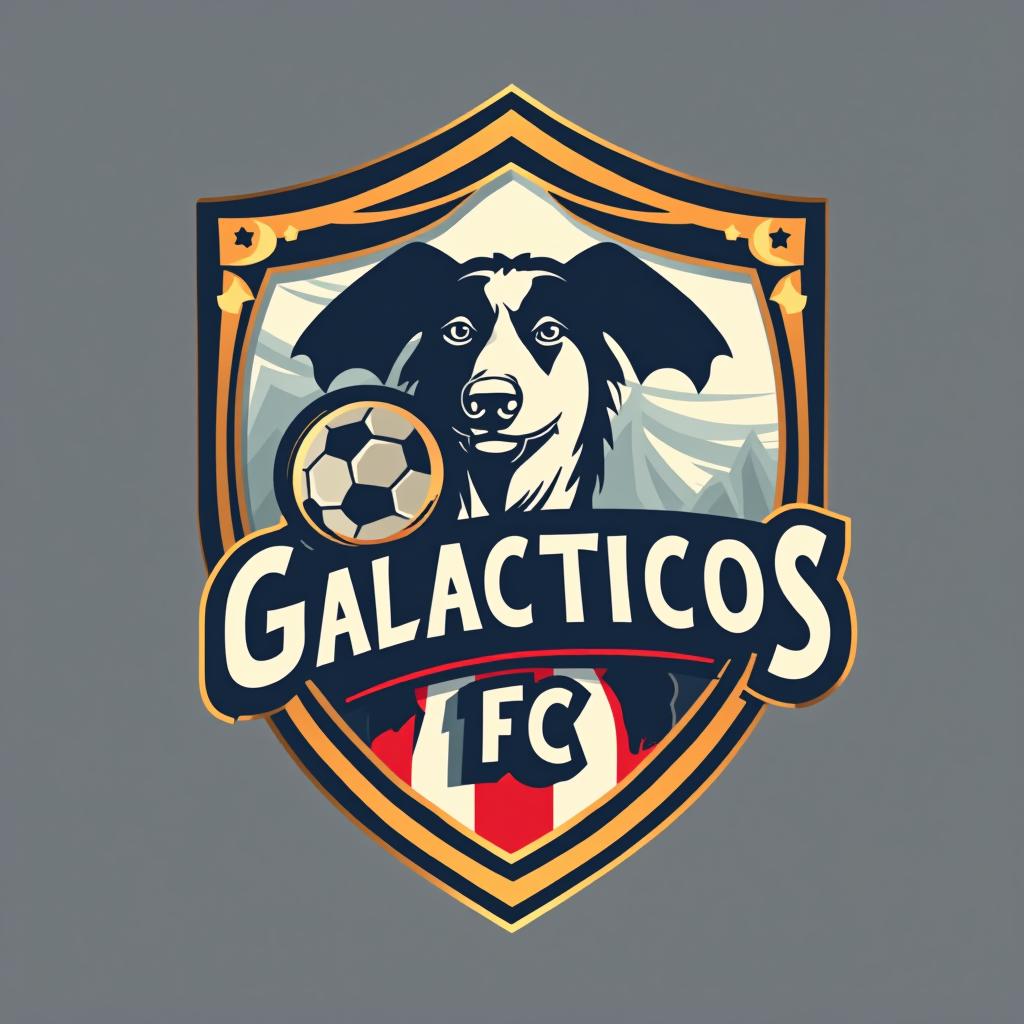  design a logo, quiero un logo de un escudo de futbol con el nombre galácticos fc y un halcón como símbolo , with the text 'galÁcticos fc '.