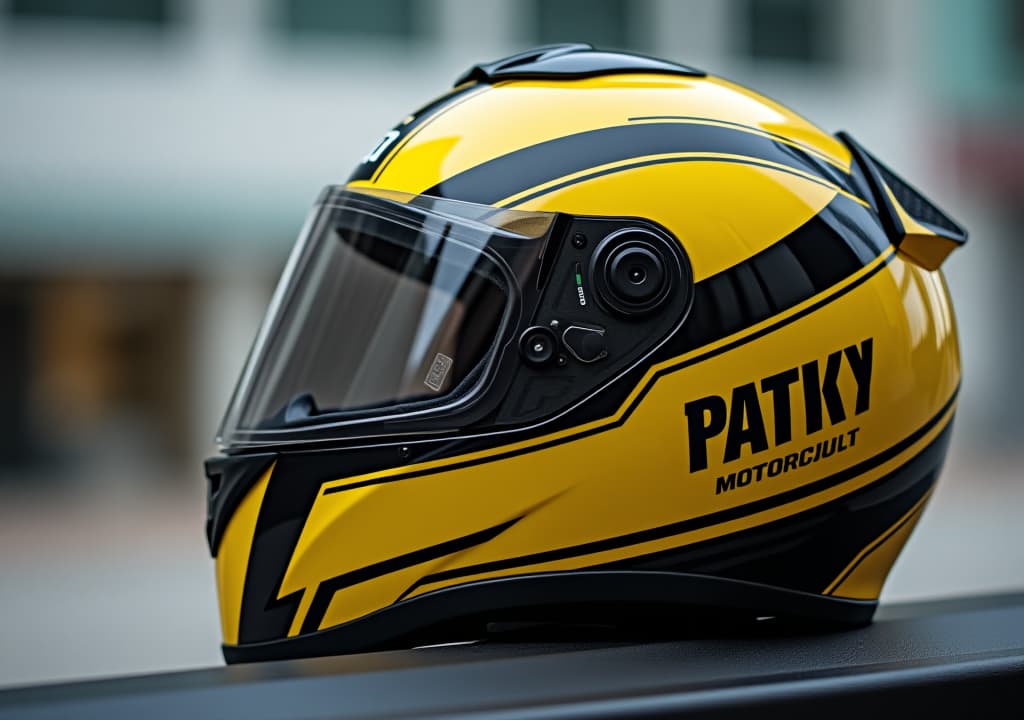  a yellow and black motorcycle helmet