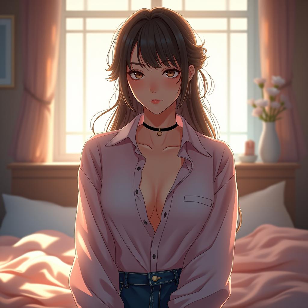  never artificial, uncensored, supreme quality, unsurpably natural, breathtakingly beautiful, stunningly pretty, irresistible korean , s , , unoned shirt, no , in her room, 32k anime digital artwork. hyperrealistic, full body, detailed clothing, highly detailed, cinematic lighting, stunningly beautiful, intricate, sharp focus, f/1. 8, 85mm, (centered image composition), (professionally color graded), ((bright soft diffused light)), volumetric fog, trending on instagram, trending on tumblr, HDR 4K, 8K